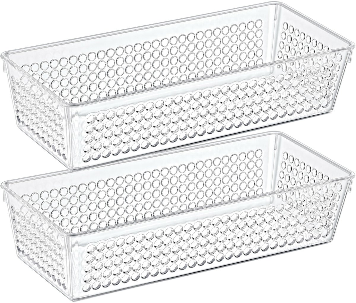 Storage Solutions Organizer/opbergmandje - 2x - kunststof - transparant - 1.9L - 26 x 11 x 6 cm