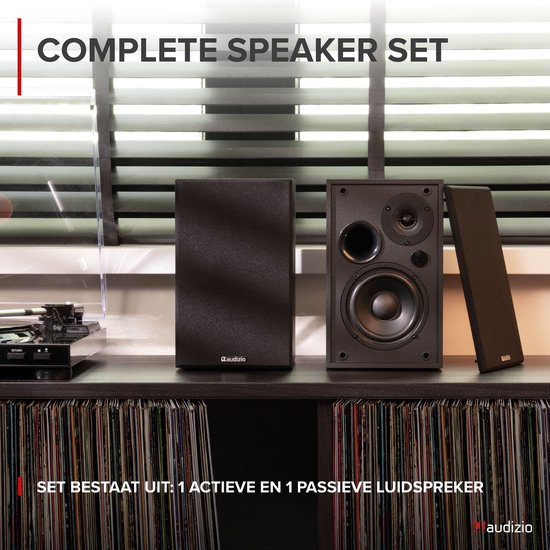HiFi stereo set - Audizio KS02 - Boekenplank speakers - Bluetooth - 80W - Zwart van Audizio — afbeelding 2