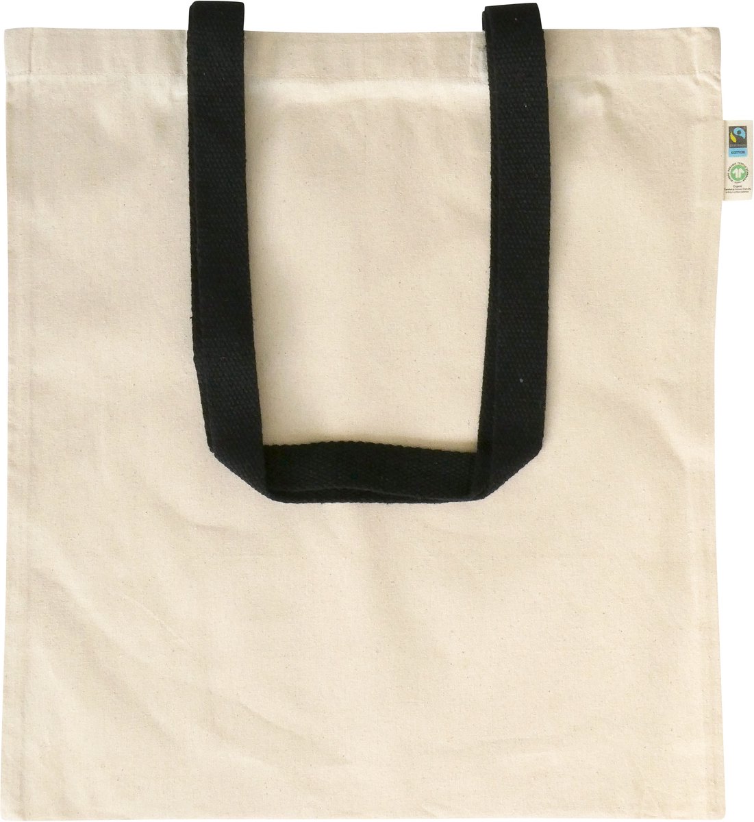 20 stuks Fairtrade draagtas van eco katoen met gekleurde hengsels, zwart