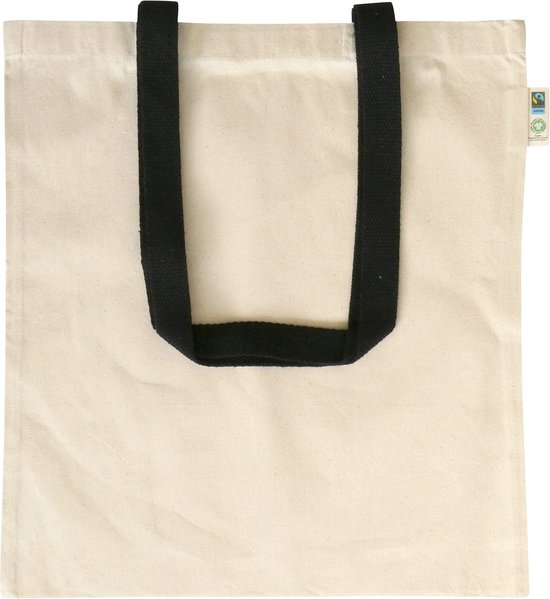 Sac cabas Fairtrade 20 pièces en coton écologique avec poignées colorées, noir