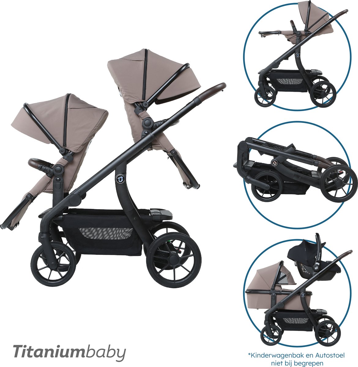 Titanium Baby Solid Pollux Duo Kinderwagen - Taupe -