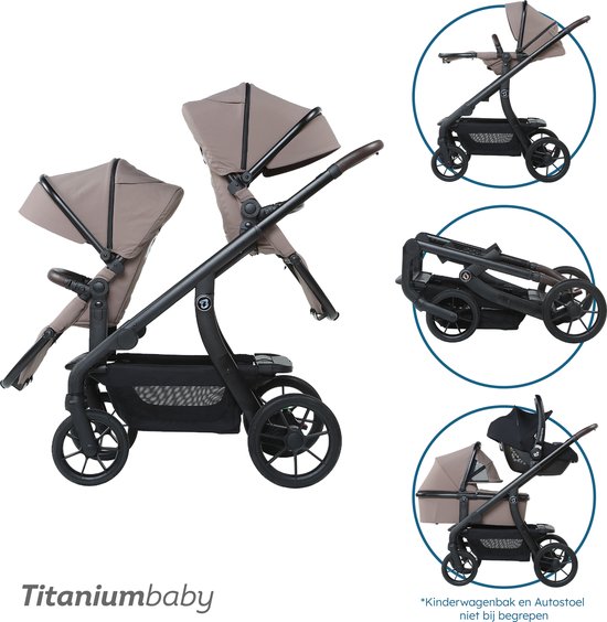 Titanium Baby Solid Pollux Duo Kinderwagen - Taupe - - Titanium - €649,99