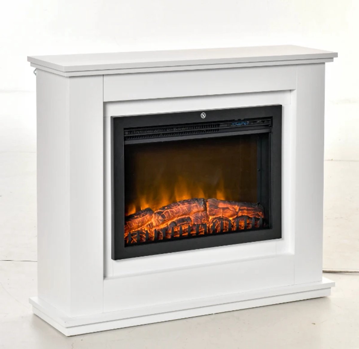 Sfeerhaard Elektrisch - Haard met Verwarming - 3D LED-vlameffect - 1000/2000W - Openhaard - Decoratieve Haardkachel - Kachel Vrijstaand - MDF - Wit - 98x27.5x80 cm