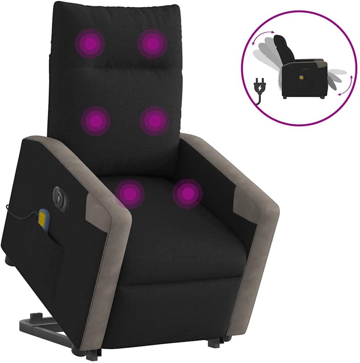vidaXL Sta-op-massagestoel - elektrisch - verstelbaar - stof - zwart