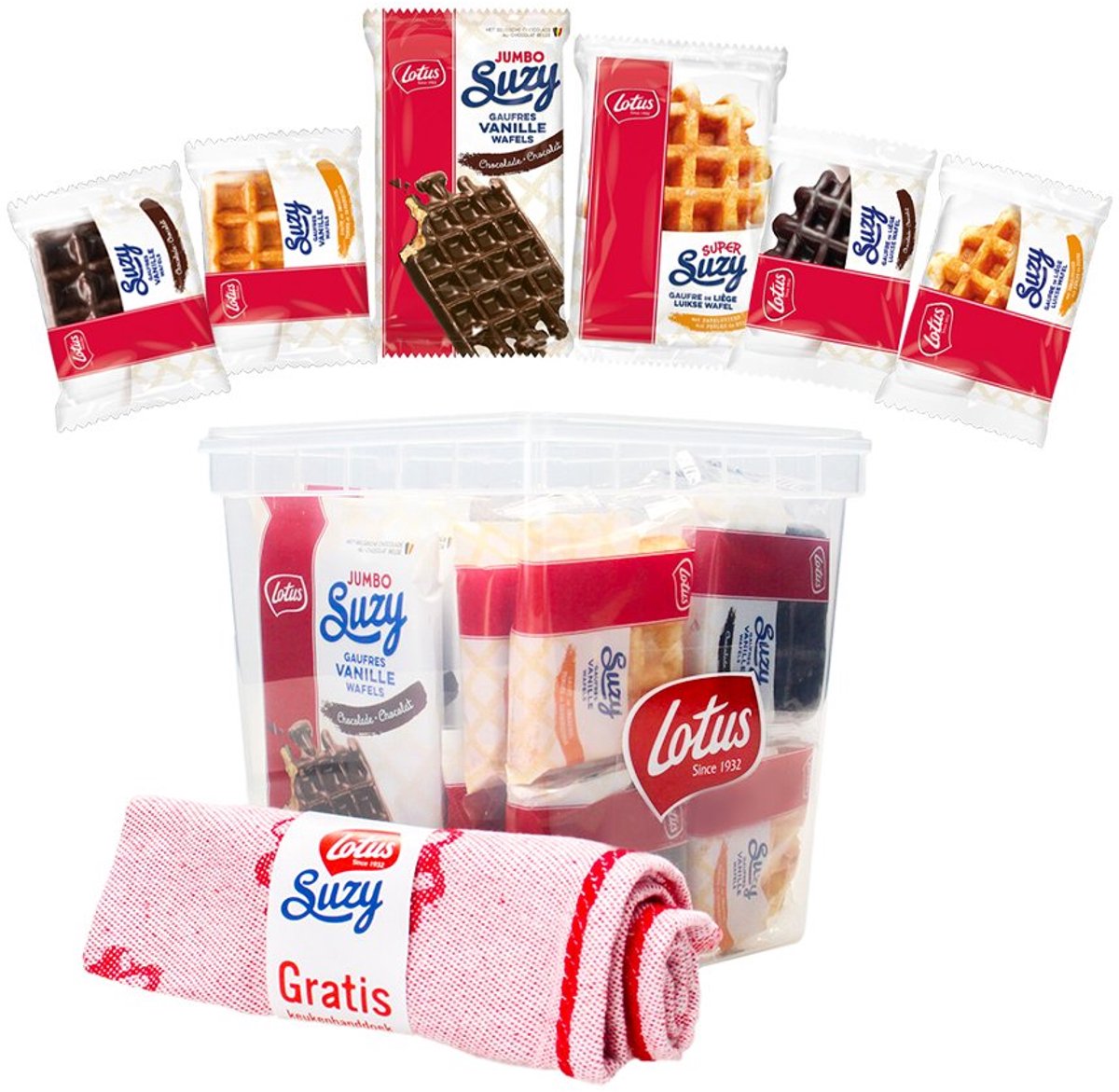 Lotus wafel assortiment met gratis keukenhanddoek - 18stuks - 900g