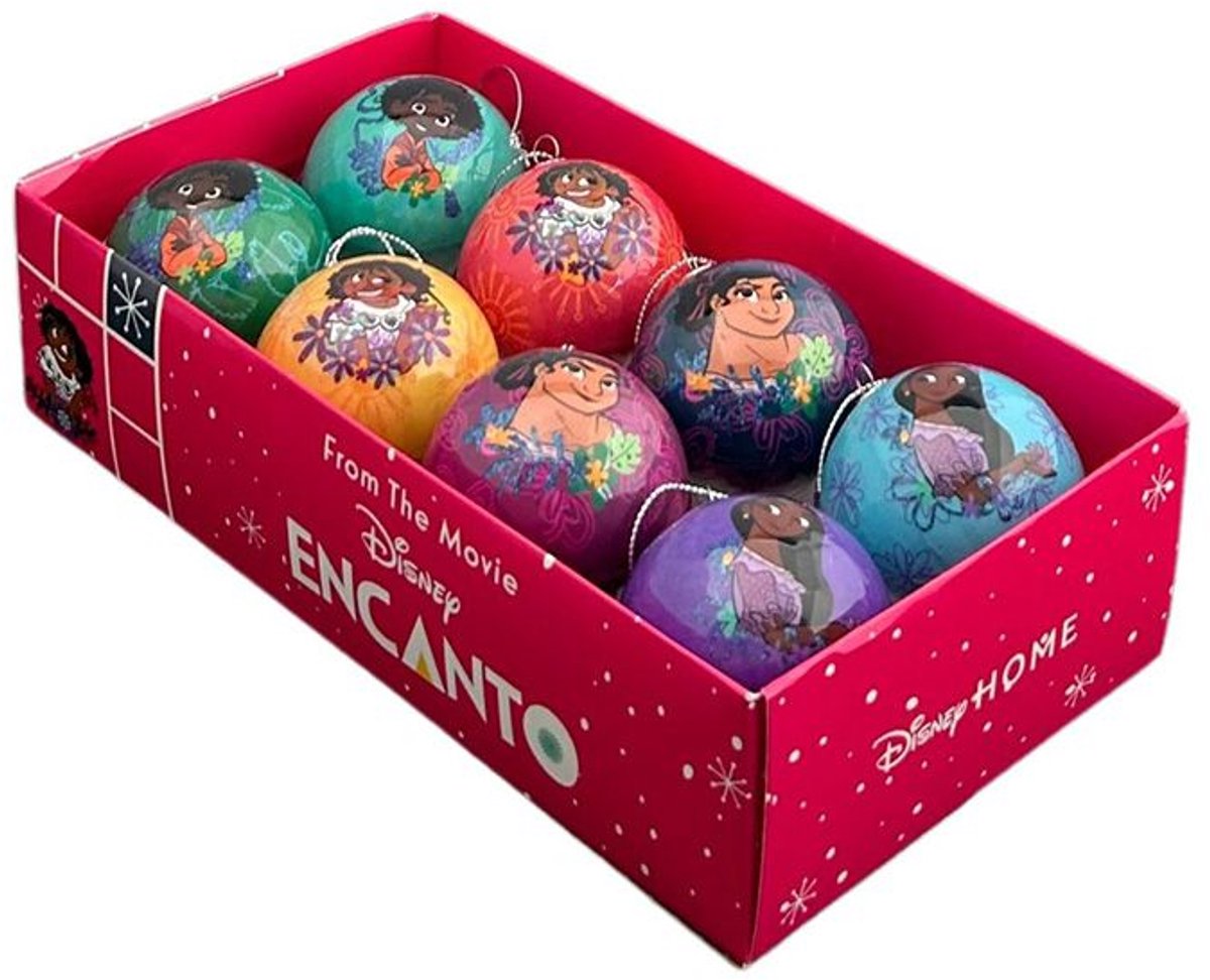 Disney Encanto kerstballen set met 8 stuks in verschillende designs.