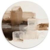 WallCircle® Wandcirkel 30x30 cm - Muurcirkel Penseelstreken - Abstract landschap - Rust - Muurdecoratie woonkamer - Wanddecoratie slaapkamer - Kamer decoratie accessoires - Ronde schilderijen