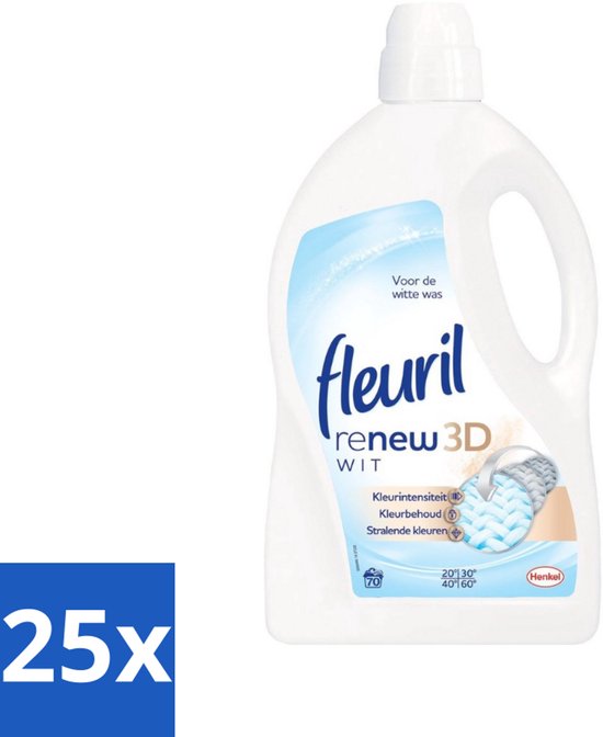 Fleuril - Renew 3D - Vloeibaar Wasmiddel - Witte Was - 70 Wasbeurten - Bulkverpakking - 25 stuks