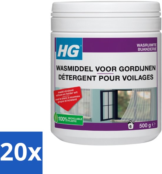 20 x HG Wasmiddel Voor Gordijnen 500 gr - Vitrage Reinigen - Witte Vitrage - Wasmiddel Voor Vitrage - Wasmiddel Voor Gordijnen - Vitrage Reinigen In De Wasmachine