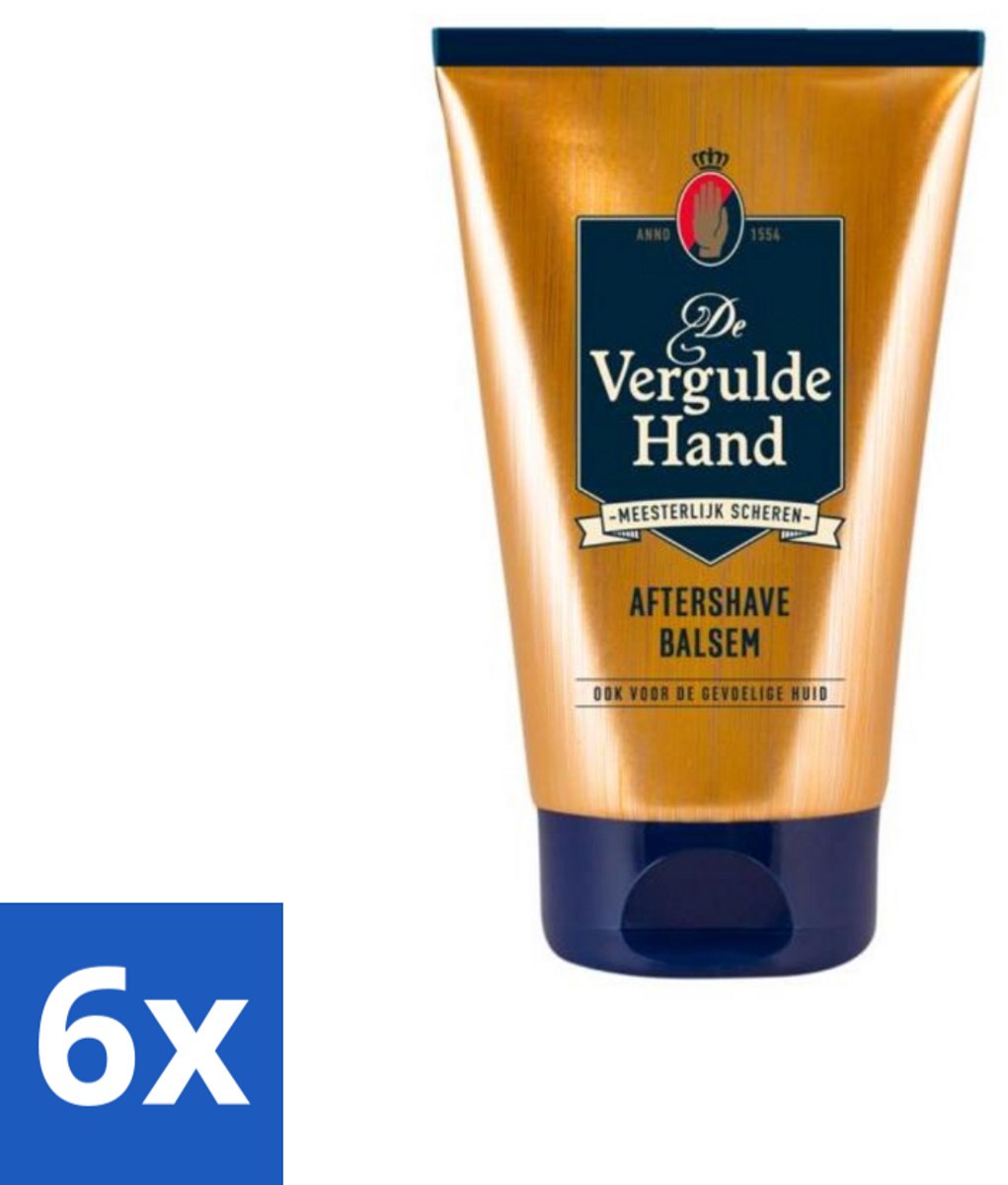 6 x Vergulde Hand Aftershave Balsem 100 ml - Aftershave Balsem - Gevoelige Huid - Scheren - Huid Verzorging - Huid Kalmeren