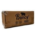 Bruine kartonnen doos met het 'Boncy' logo, een rennende beer en productinformatie.