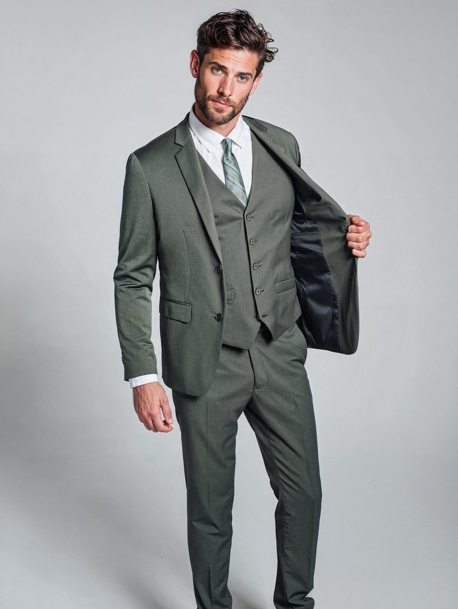 GENTS - pak / kostuum 3-delig blend - Polyblend - Groen - Maat 56/3XL