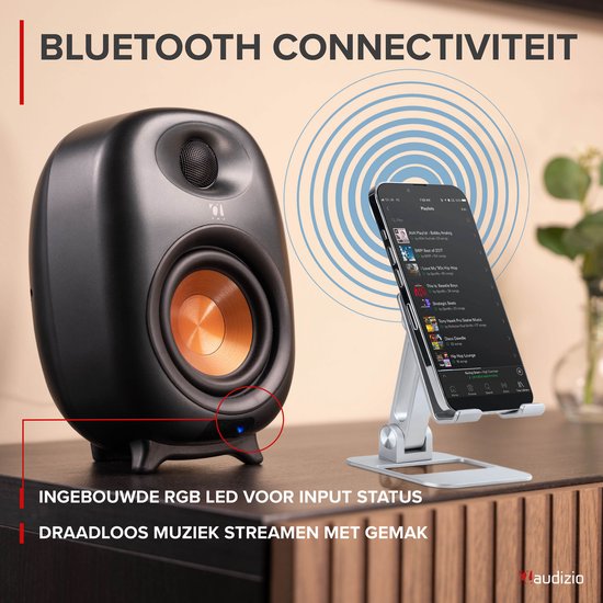 Stereo set - Audizio RS80 HiFi speakers - Boekenplank speakers - Bluetooth - Donkergrijs - 160W van Audizio — afbeelding 4