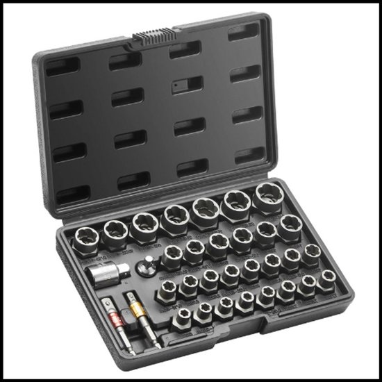Bout En Moer Verwijder Set CCLIFE Bouten- En Moerenverwijderaar Set – 49- delig Met Boren En Extractors, Voor 8-19 Mm, Cr-Mo Staal Moeren Extractor Set