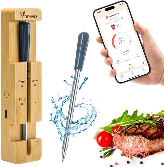 Thermomètre de cuisine intelligent sans fil Bluetooth pour four, gril