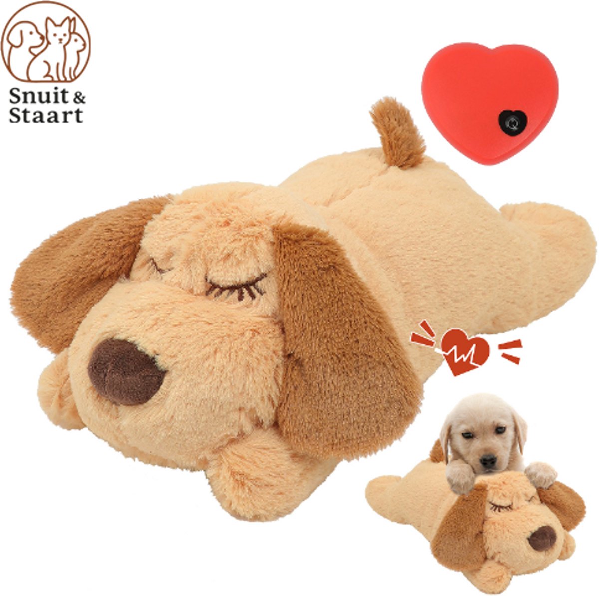Knuffel met Hartslag Speciaal voor Puppy's - Snuggle Heart Beat Puppy - Hartslagknuffel - Pluche