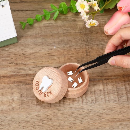 Tandenfee-doosje, schattig gesneden houten doosje met 3D-tand, bewaart verloren tanden, souvenir, verloren tand-aandenken, opbergdoos, cadeau, peutertandencontainer voor verjaardag, baby, peuter, bewaart jeugdherinnering van Merkloos — afbeelding 4