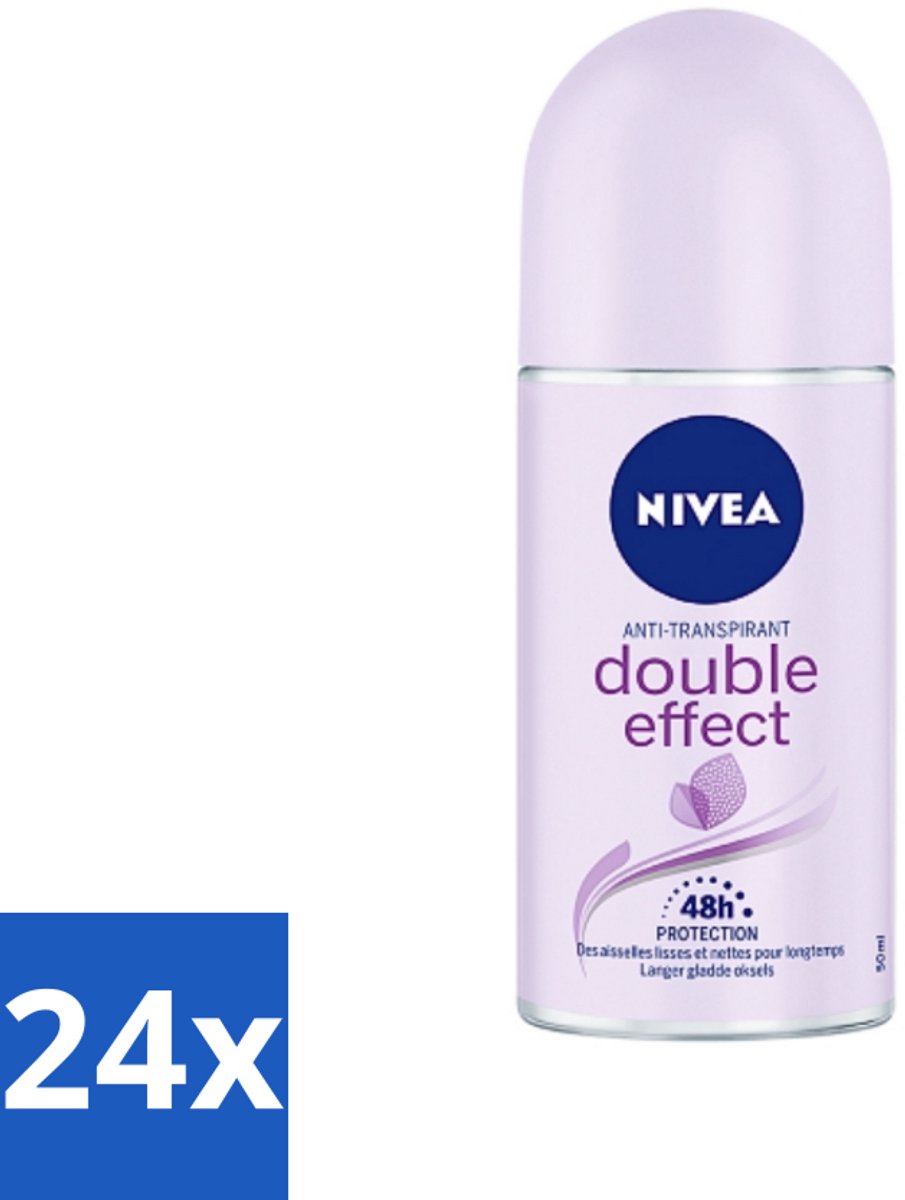 24 x Nivea - Deodorant - Roller - Double Effect - 48 Uur Lang Werkend - 50 ml - NIVEA Deodorant Roller - 48 Uur Bescherming - Okselhaartjes Verzachten - Anti-transpirant - Avocado-extract