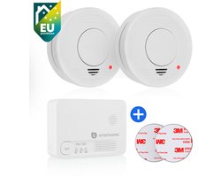 Brandpreventie set - 2x Smartwares Rookmelder FSM-11510 - 5 Jaar Batterij - 10 Jaar Sensor - 1x FGA-13051 Koolmonoxidemelder - 2x FOT-14001 Universele bevestigingsset - Multipack