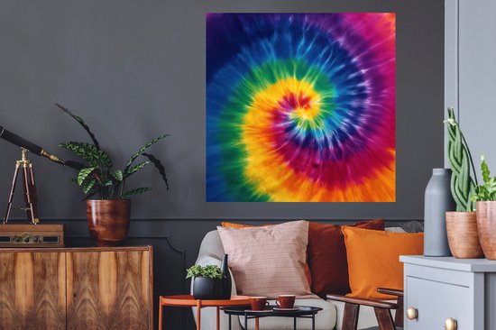 Muurstickers - Sticker Folie - Regenboogkleuren - Spiraal - Kleurrijk - 100x100 cm - Plakfolie - Muurstickers Kinderkamer - Zelfklevend Behang XXL - Zelfklevend behangpapier - Stickerfolie