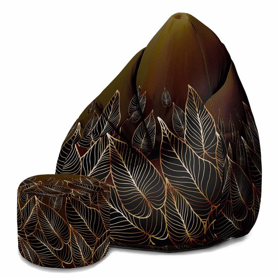 DreamRoots Velvet Zitzak voor Volwassenen – Luxe Beanbag met Voetsteun en Afneembare Hoes – Inclusief Vulling – 80x80x120 cm - Goldenlinear