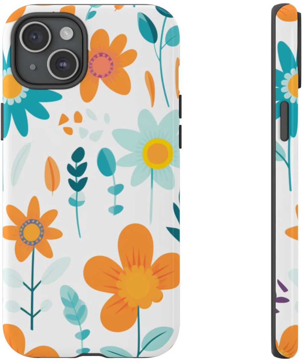 Kleurrijk Bloemenpatroon – Telefoonhoesje Geschikt voor iPhone 15 Plus