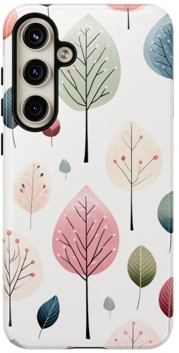 Pastelkleurig Bladerenpatroon – Telefoonhoesje Geschikt voor Galaxy S24 Plus