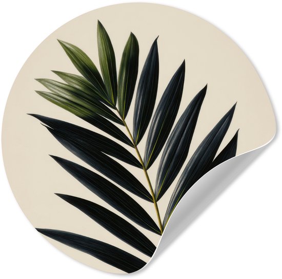 WallCircle® - Behangcirkel 50x50 cm - Muurstickers Palmblad - Donkere bladen - Subtiel - Muurcirkel woonkamer - Wandcirkel slaapkamer - Kamer decoratie zelfklevend - Muurdecoratie accessoires
