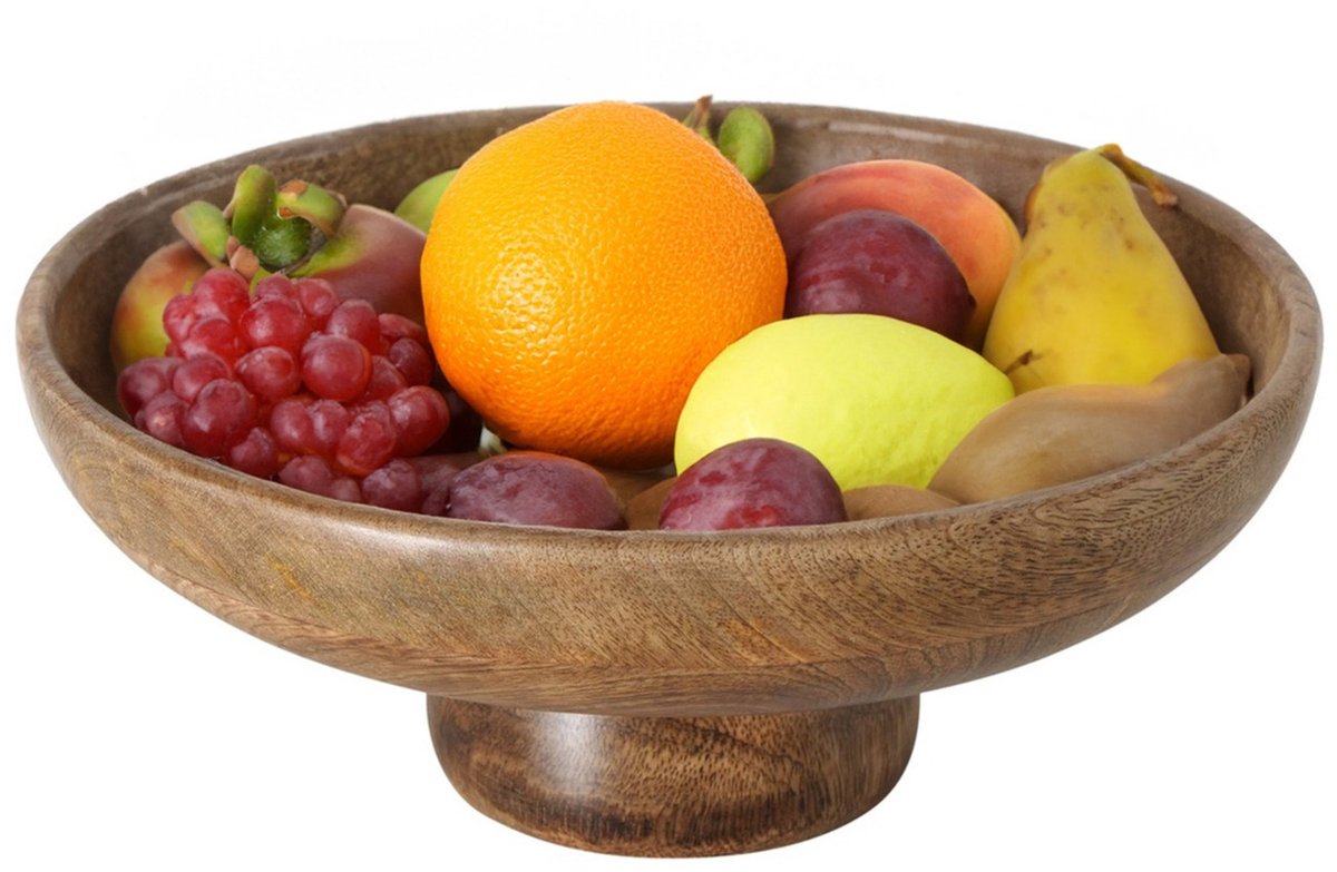 Boltze Fruitschaal/fruitmand - mango hout - D24 x H10 cm - bruin - Salade serveer schaal - Pure luxe