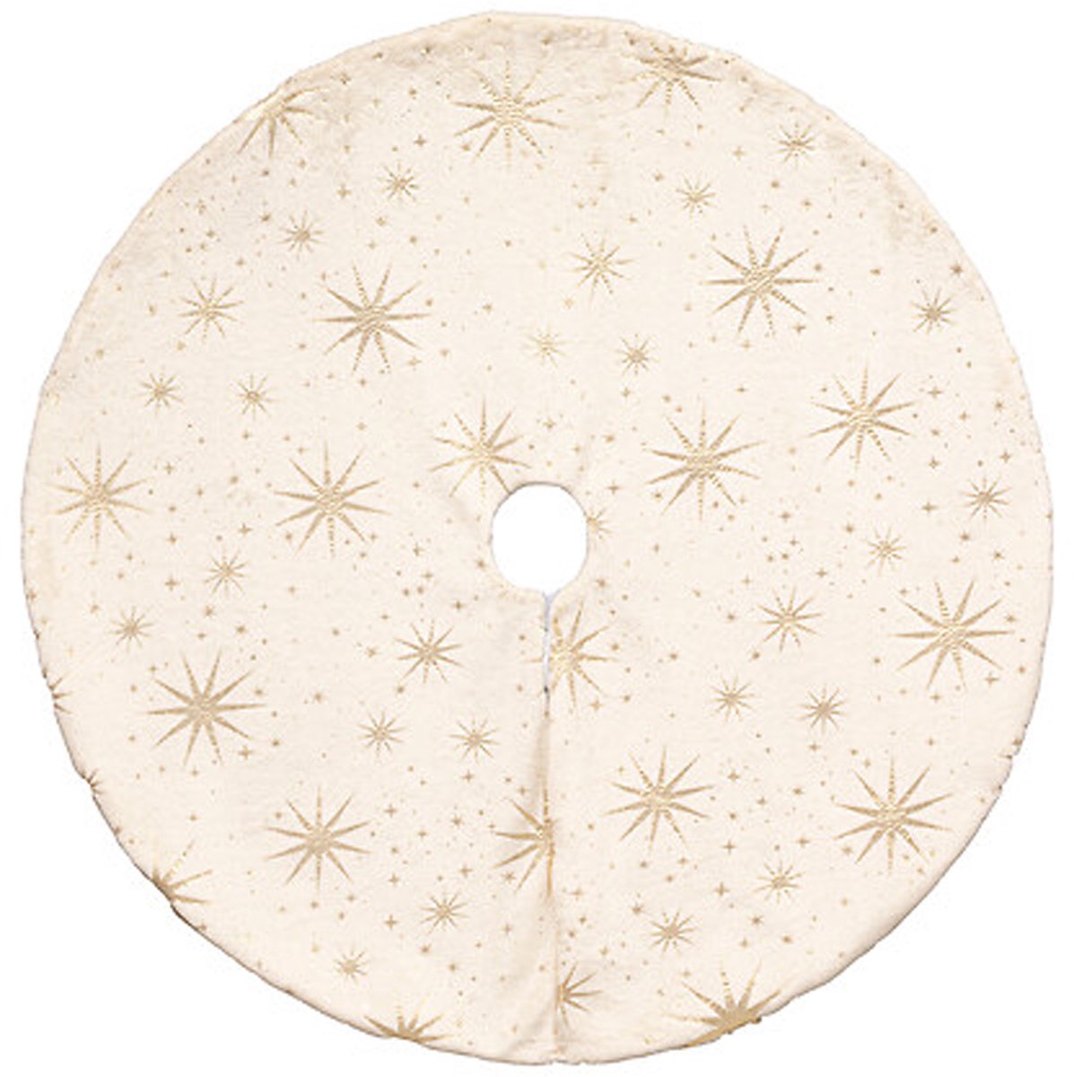 Feeric christmas Kerstboomrok - wit met gouden kerststerren - D90 cm - polyester - kerstboom kleed - kerstversiering