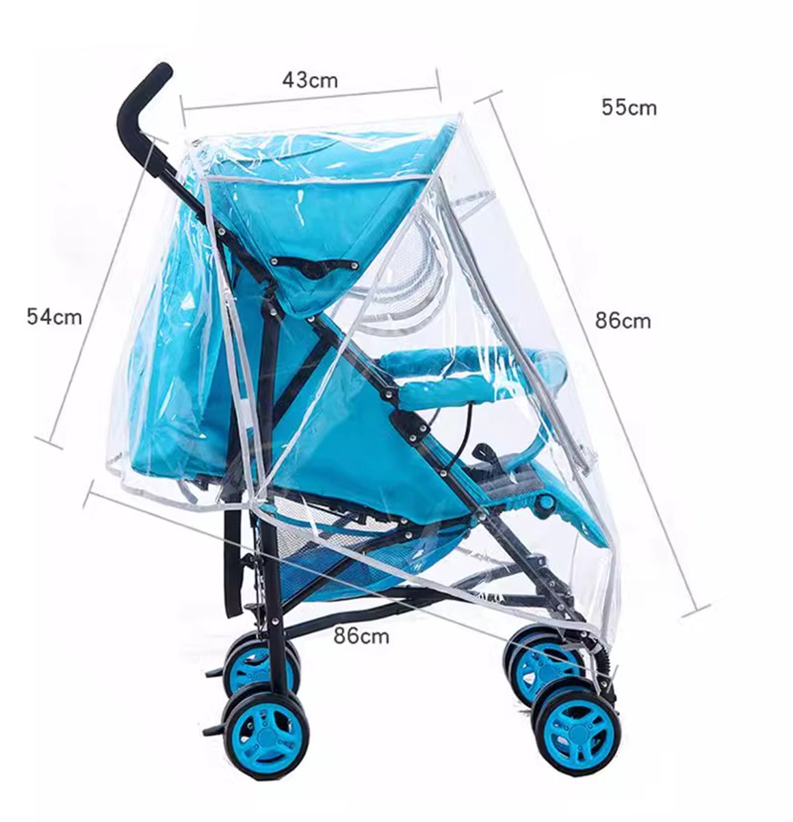Regenhoes Kinderwagen Universeel - Regenhoes Voor Kinderwagen - Buggy Hoes - Ademend - Regenbestendig - Stofkap - Duurzaam - Universeel Kinderwagenaccessoire - Transparant - Geschikt Voor De Meeste Kinderwagens En Kinderwagens – foto 2