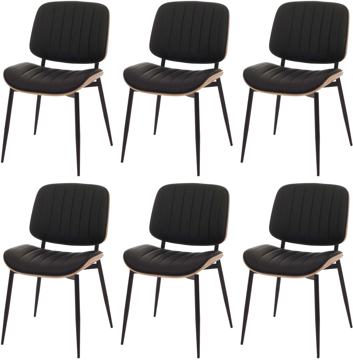 Set van 6 eetkamerstoelen MCW-O44, keukenstoel, gebogen hout, kunstleer MVG ~ naturel, wit