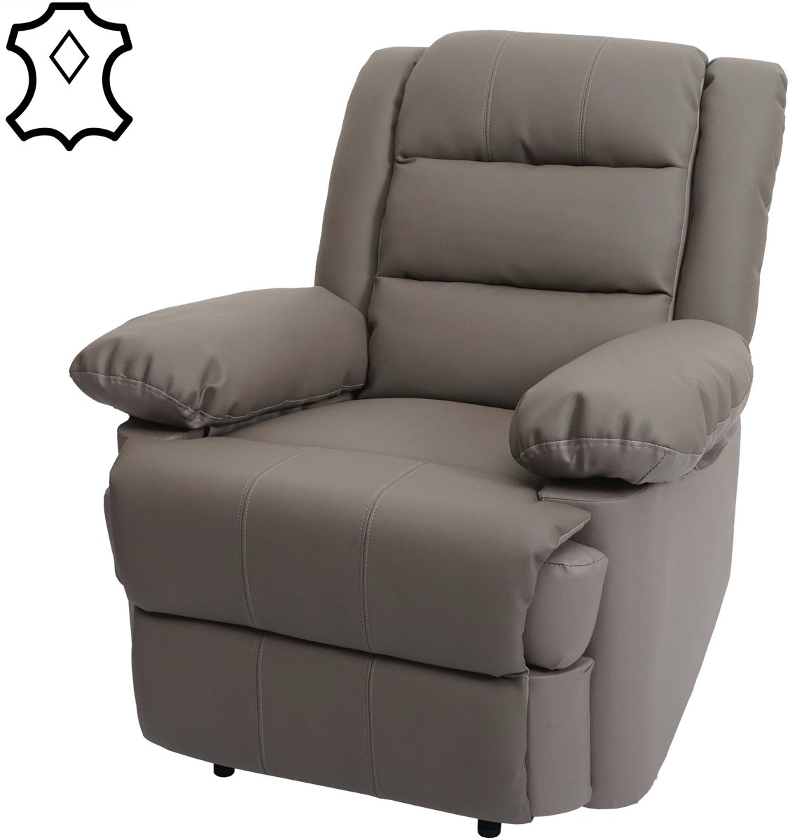 MCW Televisiefauteuil MCW-G15, relaxfauteuil, ligfauteuil, leer + kunstleer 101x87x100 cm ~ taupe