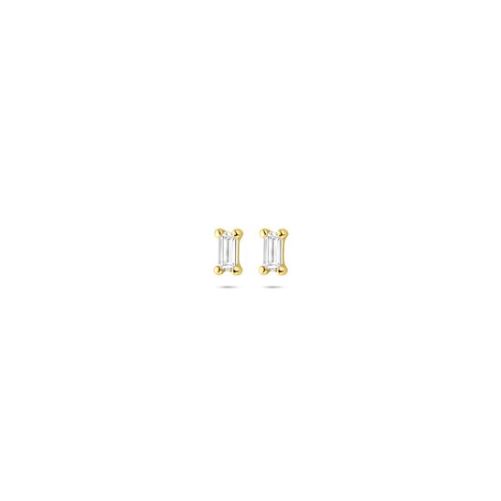 Lev Bijoux - Clips d'oreilles en zircone 3,5 mm Boucles d'oreilles en or jaune 14 carats avec zircone