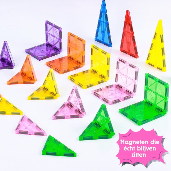 Allerion Magnetisch Speelgoed - 16-delige Magnetic Tiles Bouwset - Magna Tegels - Magnetische Blokken - Montessori & STEM Speelgoed - Voor Kinderen, Jongens & Meisjes van Merkloos — afbeelding 2