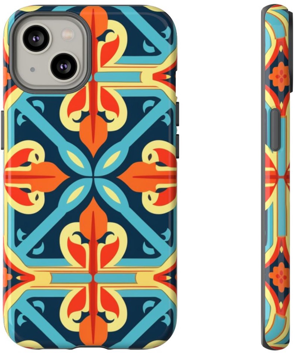Opvallend Geometrisch Patroon in Heldere Kleuren – Telefoonhoesje Geschikt voor iPhone 14