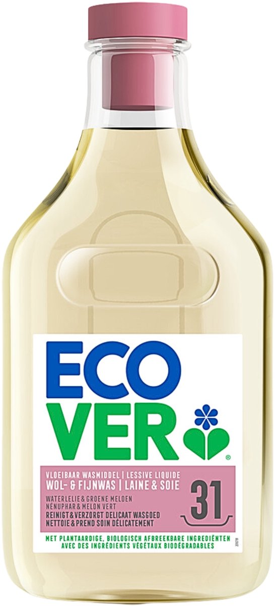 2 x Ecover Vloeibaar Wasmiddel Wol & Fijn Was - Waterlelie & Groene Meloen 31 Wasbeurten 1,43 liter - Wasmiddel Wol En Fijn - Fijne Stoffen Was - Delicate Stoffen Was - Plantbased Wasmiddel - Milieuvriendelijk Wasmiddel