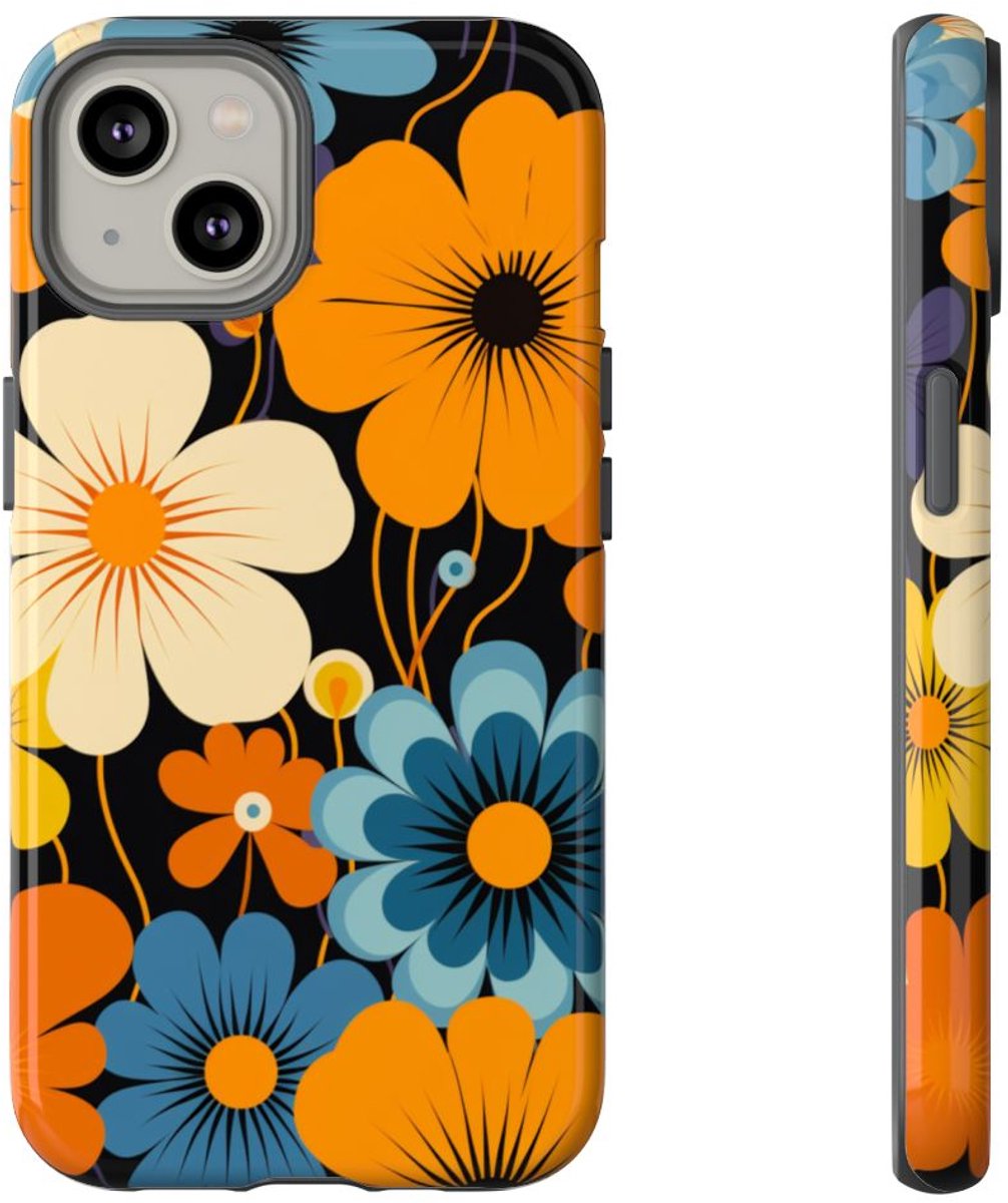 Gedurfd Retro Bloemenpatroon – Telefoonhoesje Geschikt voor iPhone 14