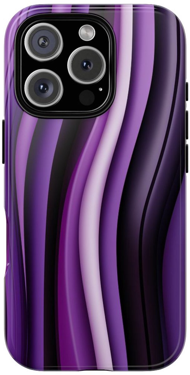 Paarse Golvende Strepen Abstract Ontwerp – Telefoonhoesje Geschikt voor iPhone 16 Pro