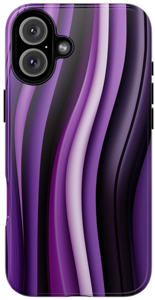 Paarse Golvende Strepen Abstract Ontwerp – Telefoonhoesje Geschikt voor iPhone 16 Plus