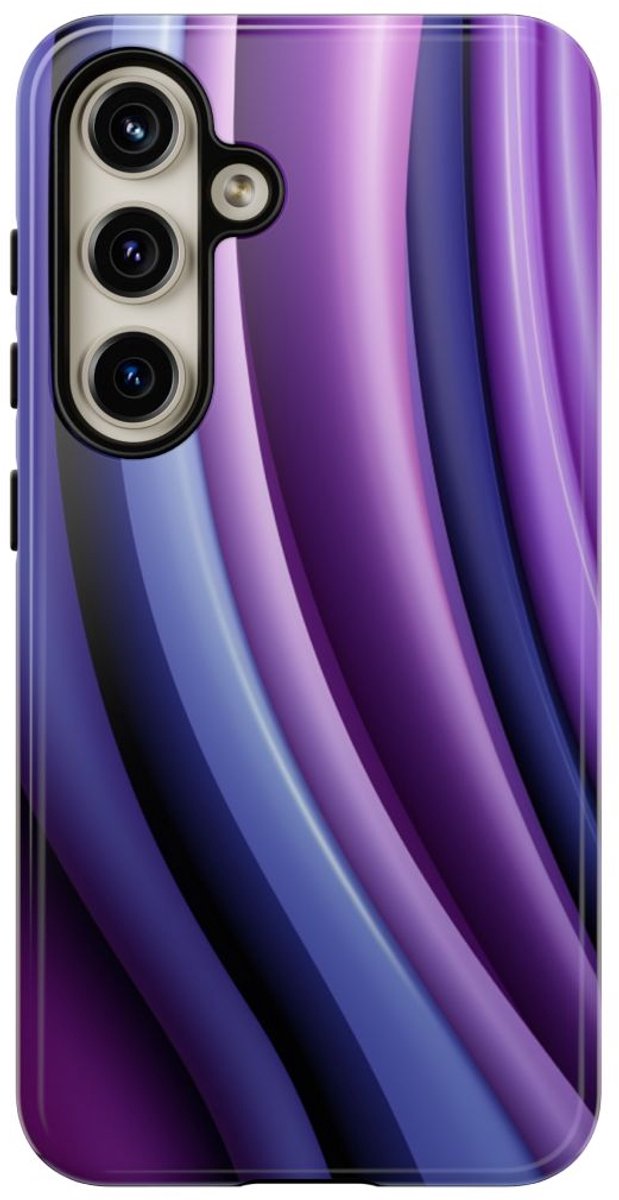 Paars-Blauw Gebogen Abstract Patroon – Telefoonhoesje Geschikt voor Samsung Galaxy S24