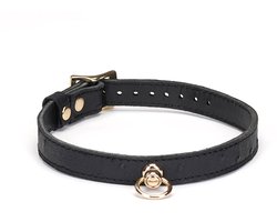 Liebe Seele Demon's Kiss Collar – Luxe Leren Halsband met Gouden O-ring