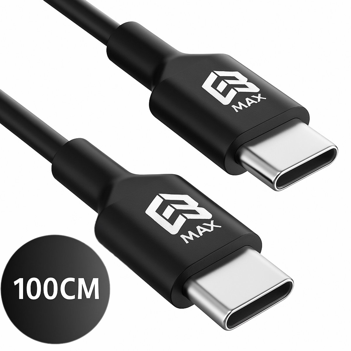 E3MAX USB-C naar USB-C Kabel – 100W Snelladen – 1 Meter – USB 3.0 – Extra Stevig – Duurzaam – Zwart