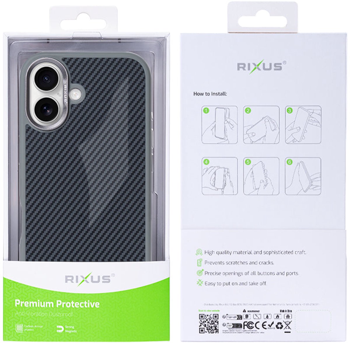Rixus Mag Carbon With MagSafe For Apple iPhone 16 Titanium Grey