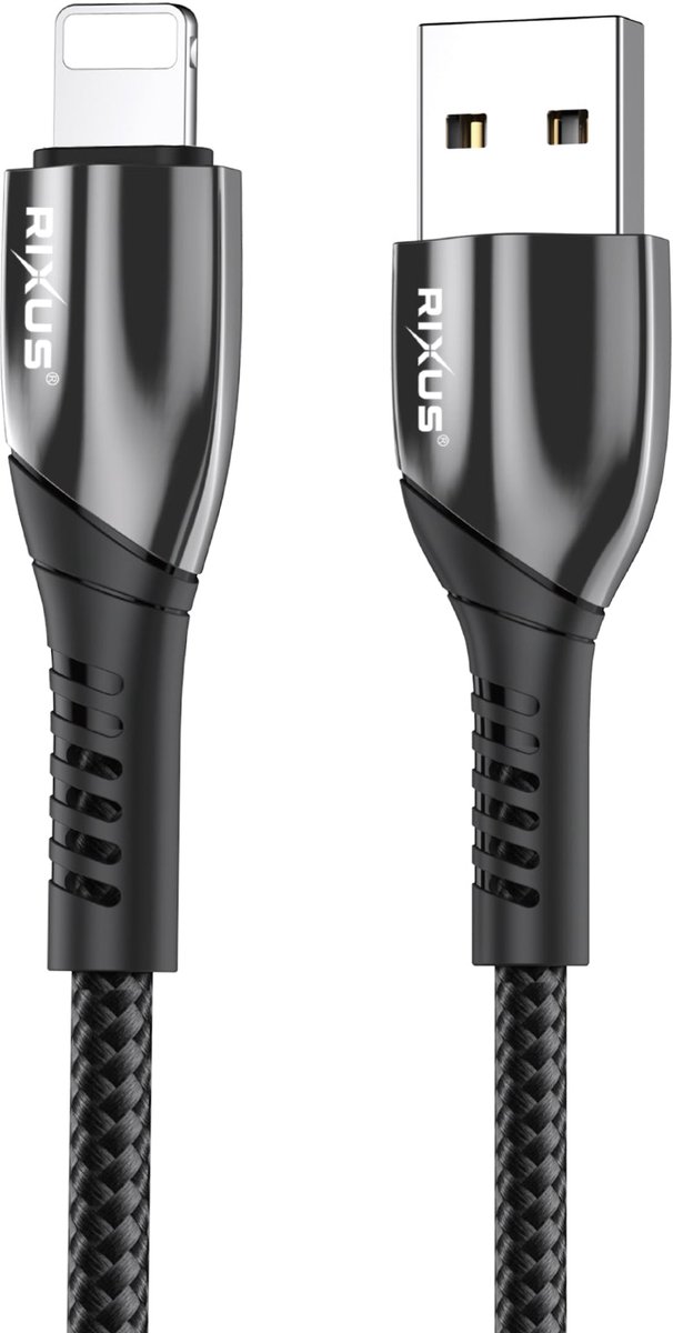 Rixus RXUC38AL Charging Cable USB-A To Lightning Nylon 2m Black