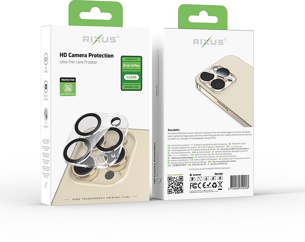 Rixus Clear HD For iPhone 14, 14 Plus Camera Tempered Glass