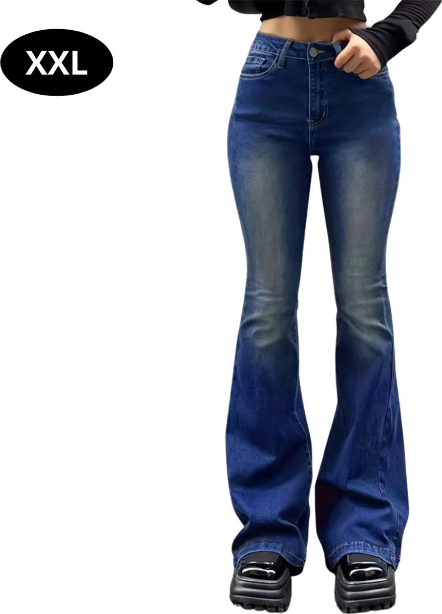 Nivard Lange Broek Dames Spijkerbroek Broeken Spijker Pants Jeans Trouser Loose Fit Straight Leg – Donkerblauw