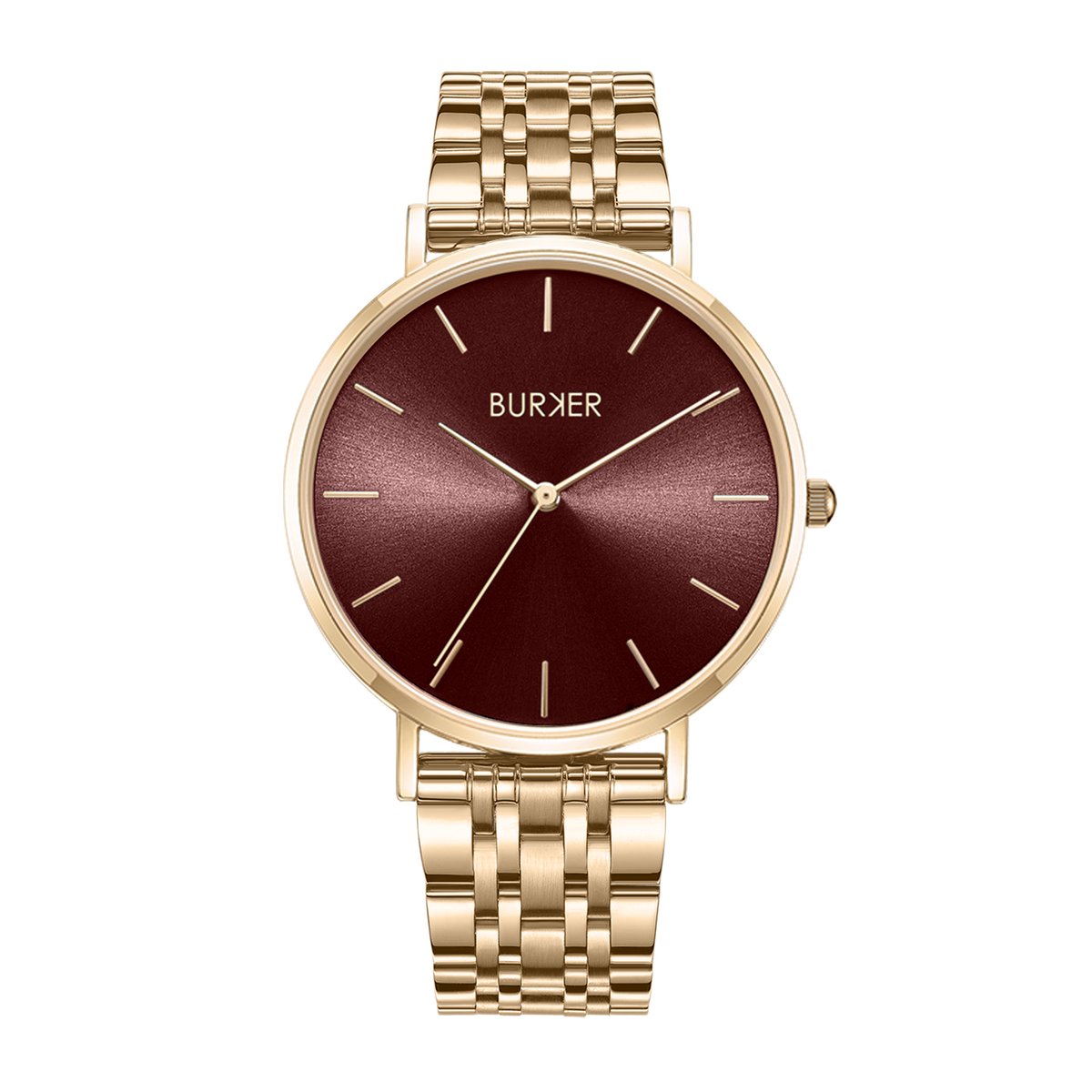 BURKER Ruby Horloge Dames - Rond - Goud Burgundy - Schakelband - 38 mm