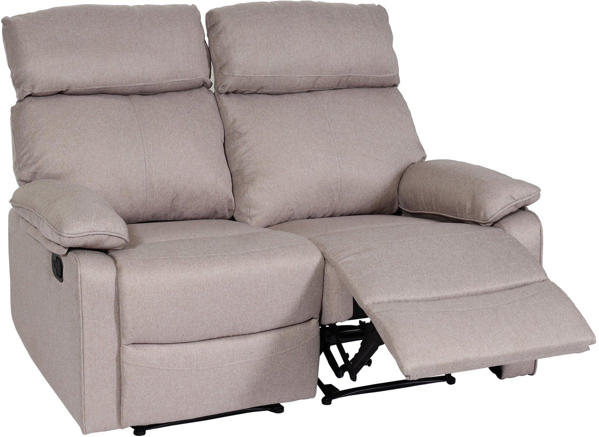 MCW 2-zits bioscoopfauteuil MCW-L93, relaxfauteuil TV-fauteuil bank, armleuning met relaxfunctie nosag-vering stof/textiel ~ grijsbruin