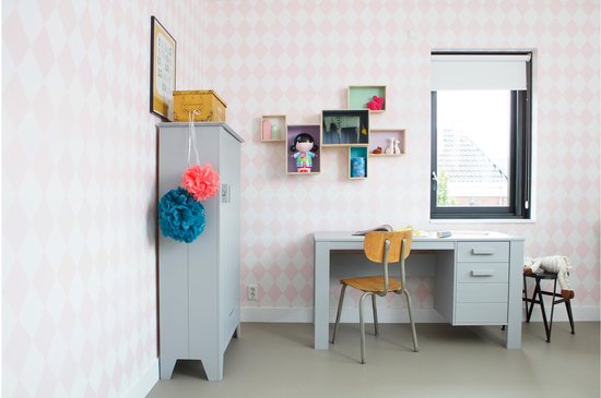 WOOOD Dennis Bureau - Grenen Geborsteld - Staal Grijs - 74x141x59